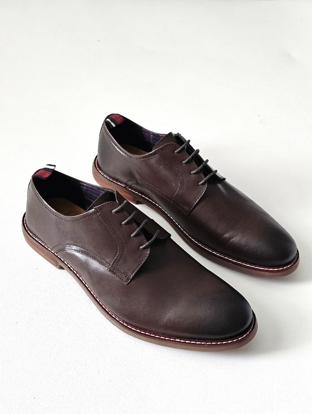 Ben Sherman Brent Plain Toe Leather Derby Dress Shoes Dark Brown Men's US 13 NWT
